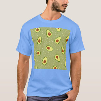 Seamless avocado on green dotted background T-Shirt