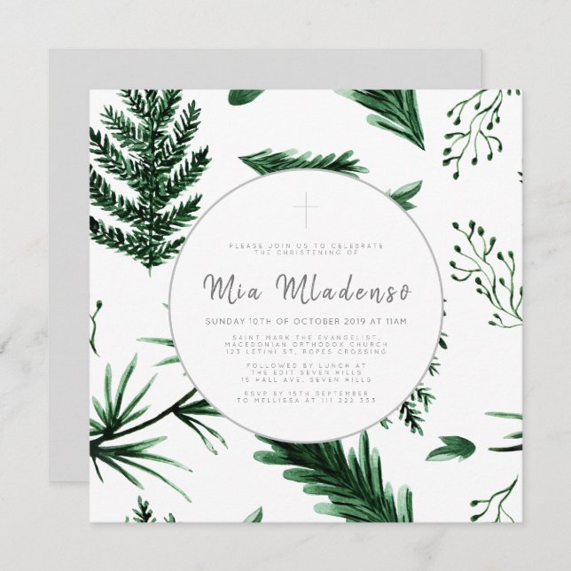 Seamless Baby Baptism Christening Invitation (Front/Back)