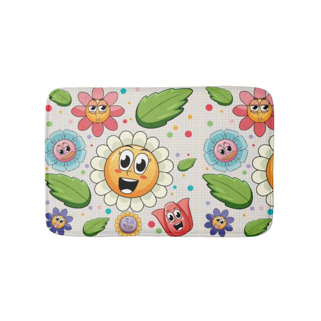 Seamless background design with colourful flowers bath mat (Front)