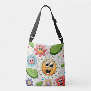 Seamless background design with colourful flowers crossbody bag
