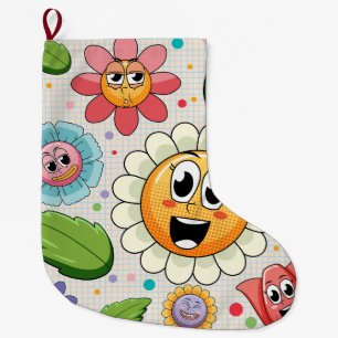 Seamless background design with colourful flowers large christmas stocking