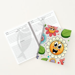 Seamless background design with colourful flowers  notebook