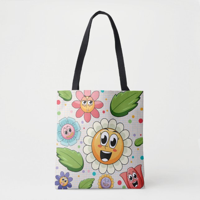 Seamless background design with colourful flowers  tote bag (Front)