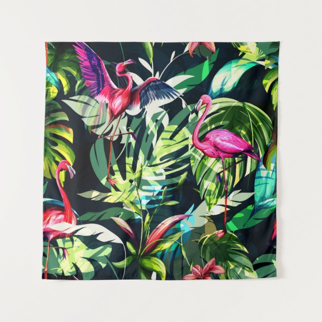Seamless background floral pattern. Tropical leave Tapestry (Front)