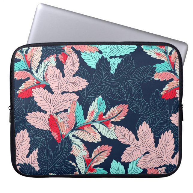 Seamless background leaves pattern laptop sleeve (Front)