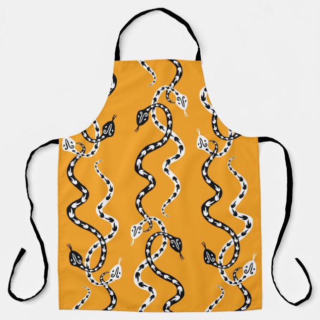 Seamless background of creeping decorative snakes apron (Front)