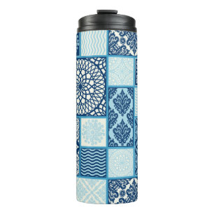 seamless background, patchwork tiles.  thermal tumbler