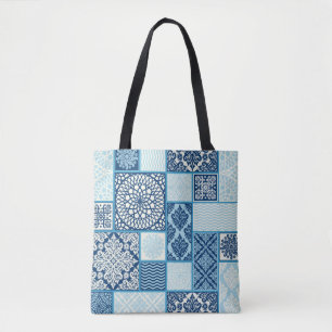 seamless background, patchwork tiles. tote bag