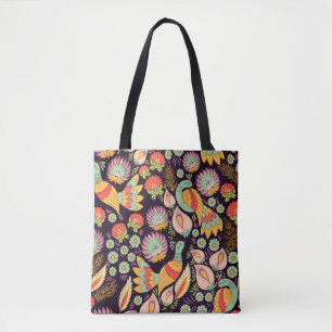Seamless background pattern in traditional folk fl tote bag