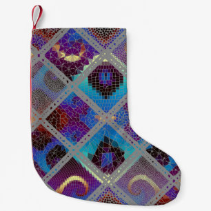 Seamless background pattern. Mosaic art pattern ba Small Christmas Stocking