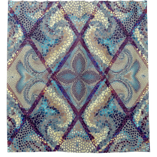 Seamless background pattern. Mosaic art pattern of Shower Curtain (Front)