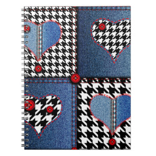 Seamless background pattern. Patchwork of denim fa Notebook