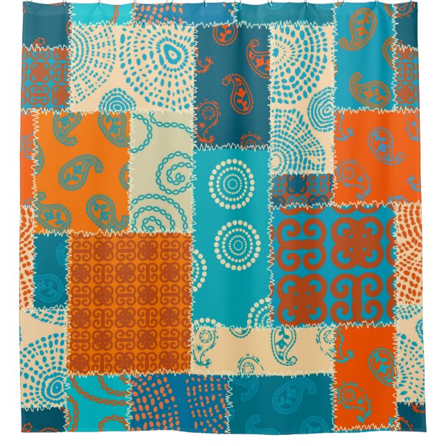 Seamless background pattern. Patchwork pattern in  Shower Curtain (Front)