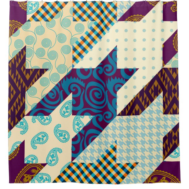 Seamless background pattern. Patchwork pattern. Vi Shower Curtain (Front)