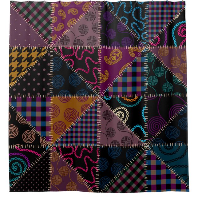 Seamless background pattern. Patchwork pattern. Vi Shower Curtain (Front)