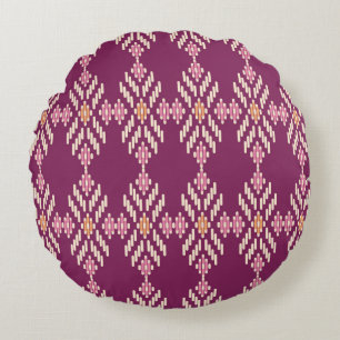 Seamless background southeast Asian retro aborigin Round Cushion