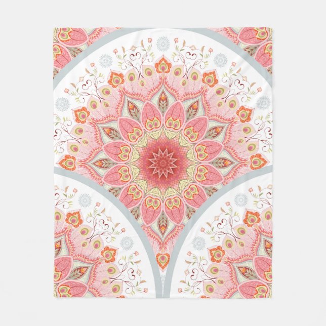Seamless background with a round ornament. Orienta Fleece Blanket (Front)
