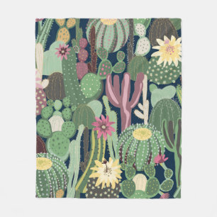 seamless background with cactus fleece blanket