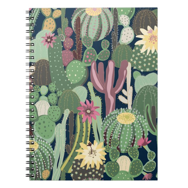 seamless background with cactus notebook (Front)