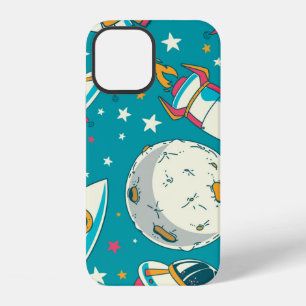Seamless background with cute doodle astronauts, p iPhone 12 case