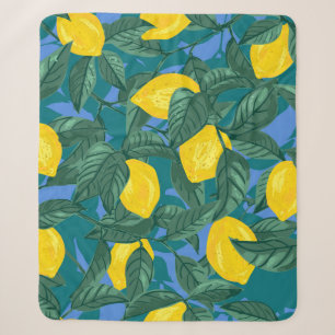 Seamless background with lemons and leaves sherpa blanket