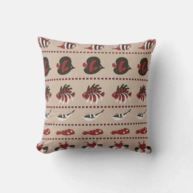 Seamless background with marine life - crab and di cushion (Front)
