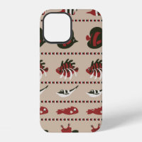 Seamless background with marine life - crab and di