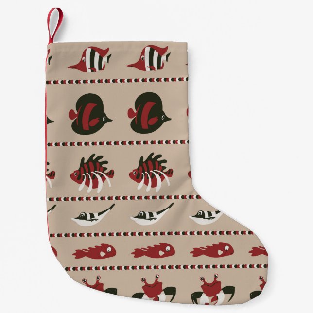 Seamless background with marine life - crab and di small christmas stocking (Front)