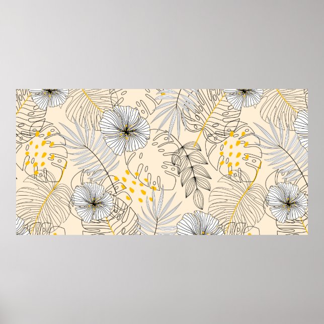 Seamless background with plants,leaves and flowers poster (Front)