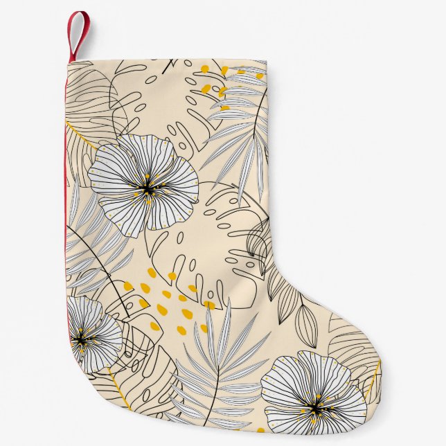 Seamless background with plants,leaves and flowers small christmas stocking (Front)