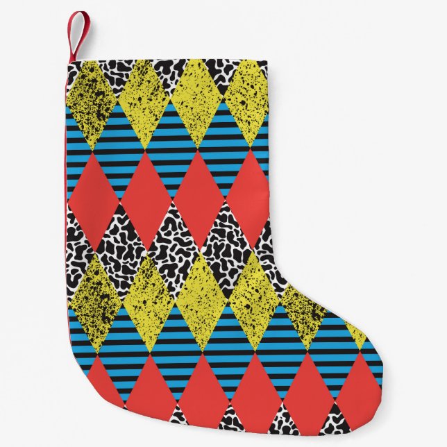 Seamless background with rhombus small christmas stocking (Front)