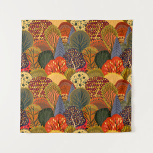 Seamless background with stylized autumn trees. Fo Tapestry