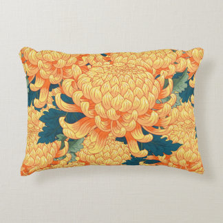 Seamless background with yellow flowers Japanese c Decorative Cushion