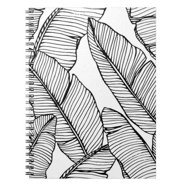 Seamless banana leaf pattern background. Black and Notebook (Front)