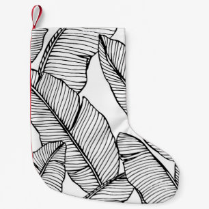 Seamless banana leaf pattern background. Black and Small Christmas Stocking