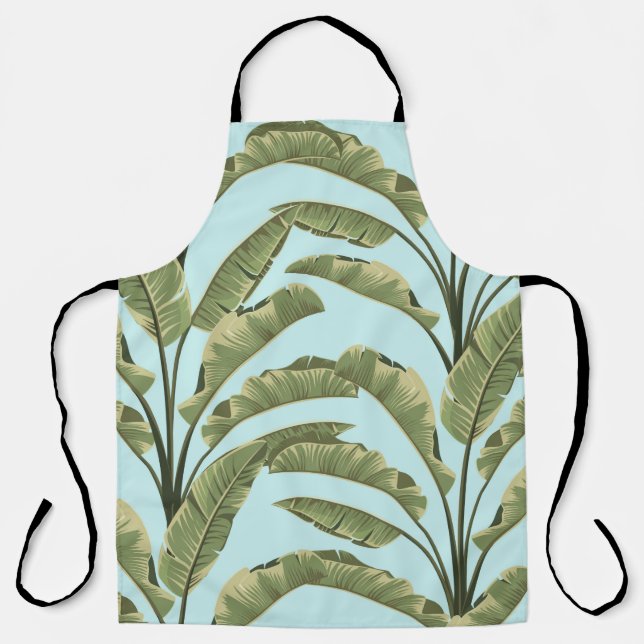 Seamless banana leaves. Vintage tropical pattern b Apron (Front)