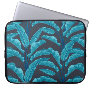 Seamless banana leaves. Vintage tropical pattern b Laptop Sleeve