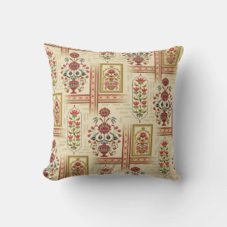 Seamless beautiful mughal flower motif with patter cushion