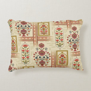 Seamless beautiful mughal flower motif with patter decorative cushion