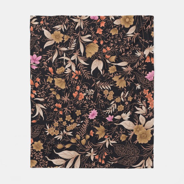 Seamless beautiful paisley floral pattern fleece blanket (Front)