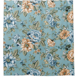 Seamless beautiful watercolor botanical flower wit shower curtain
