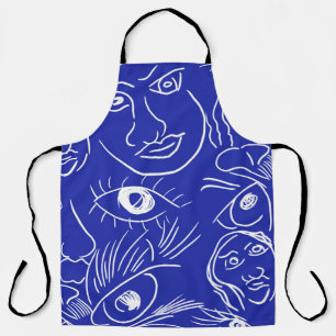 Seamless beauty face one line drawing isolated on  apron
