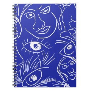 Seamless beauty face one line drawing isolated on  notebook
