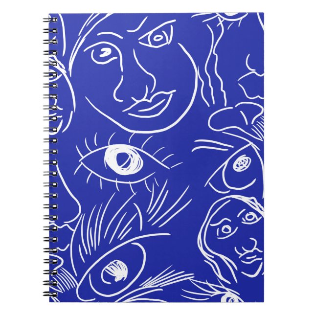 Seamless beauty face one line drawing isolated on  notebook (Front)