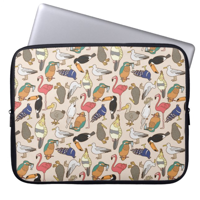 seamless bird pattern laptop sleeve (Front)