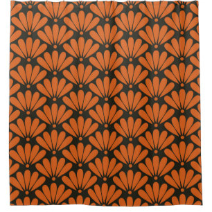 Seamless black and bronze orange oriental floral p shower curtain