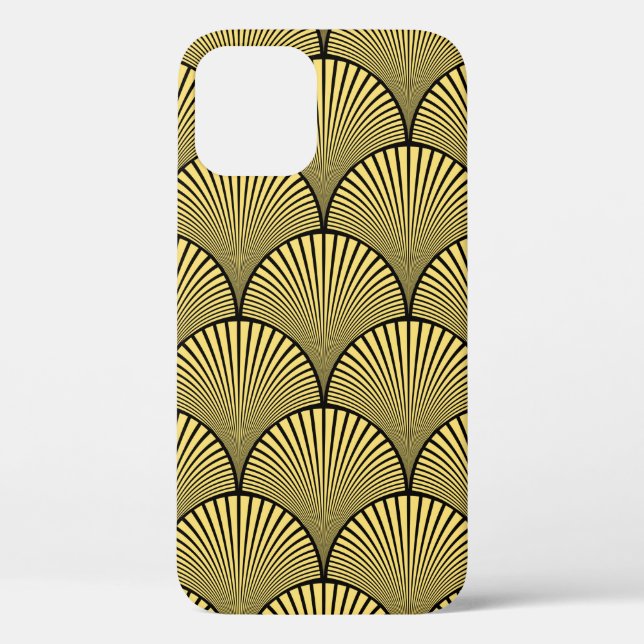 Seamless black and gold japanese art deco floral w Case-Mate iPhone case (Back)
