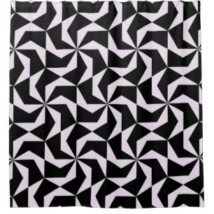 Seamless Black and Pink Abstract Geometric Hexagon Shower Curtain