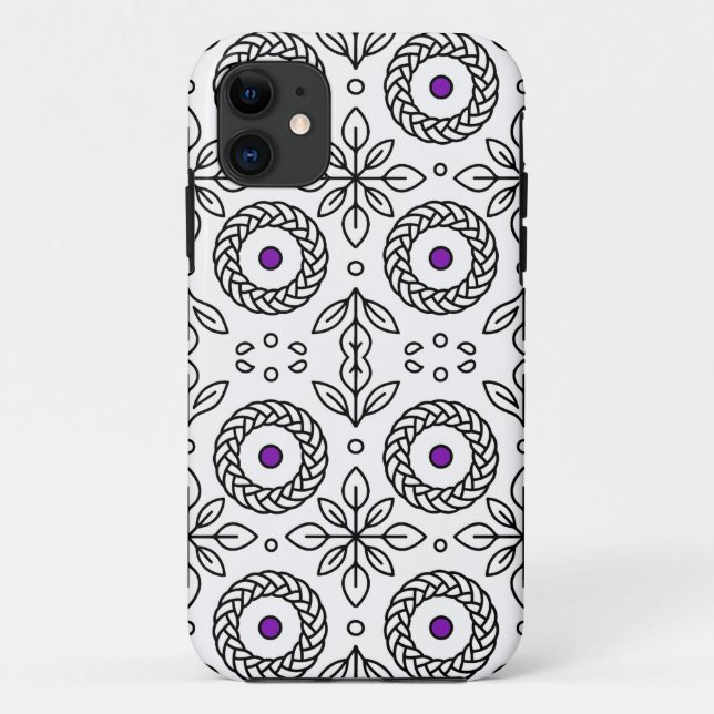 Seamless Black and White Line Art Pattern  Case-Mate iPhone Case (Back)