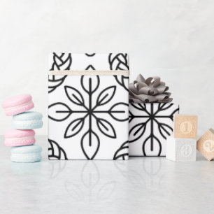 Seamless Black and White Line Art Pattern Wrapping Paper